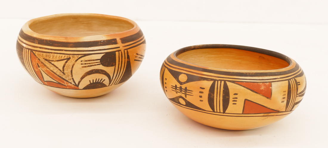 Appraisal: pc Fannie Nampeyo - Hopi Polychrome Pottery Bowls Includes a