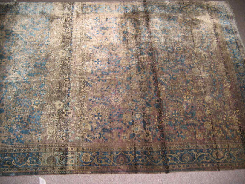 Appraisal: EARLY TH CENTURY SILK KASHAN THROW RUG The abrashed grey