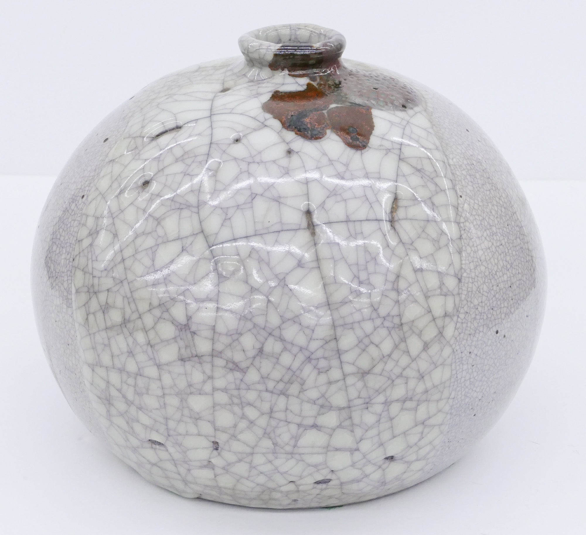 Appraisal: Robert Sperry - Washington White Crackle Ball Vase Glazed Stoneware