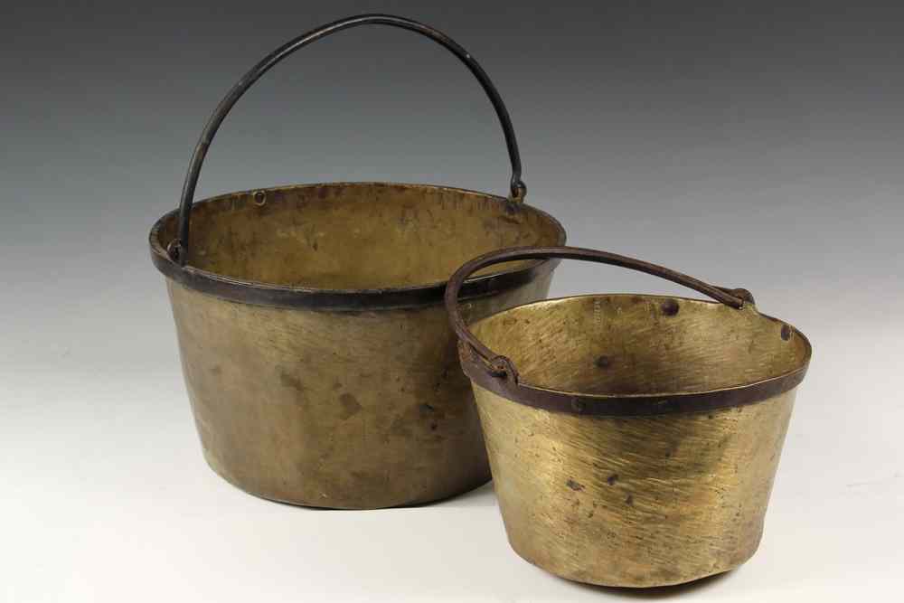 Appraisal: HUDSON BAY INDIAN TRADE POTS - Spun Brass Hudson Bay