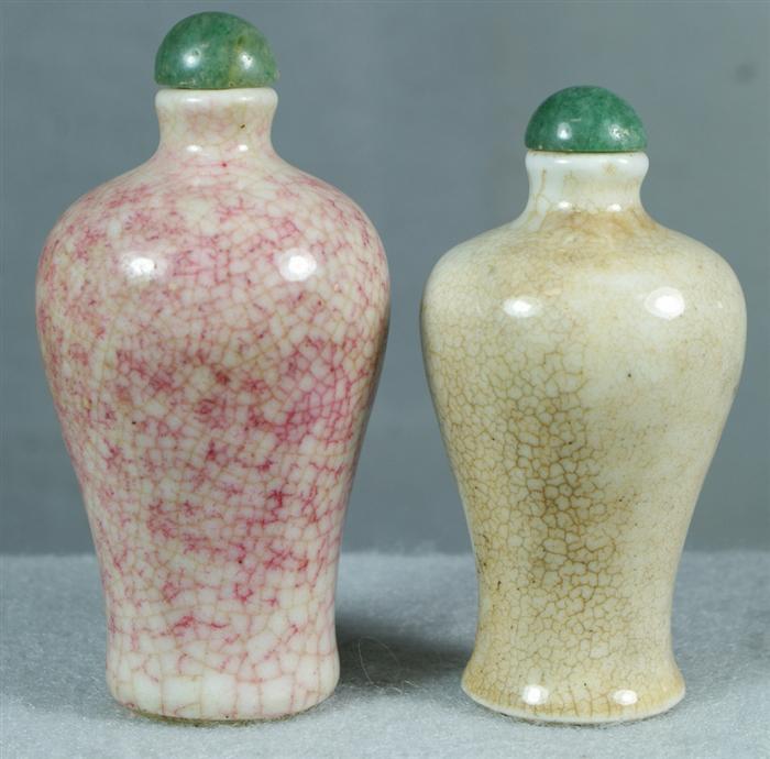 Appraisal: Chinese porcelain Meiping mounted as snuff bottles with later stoppers