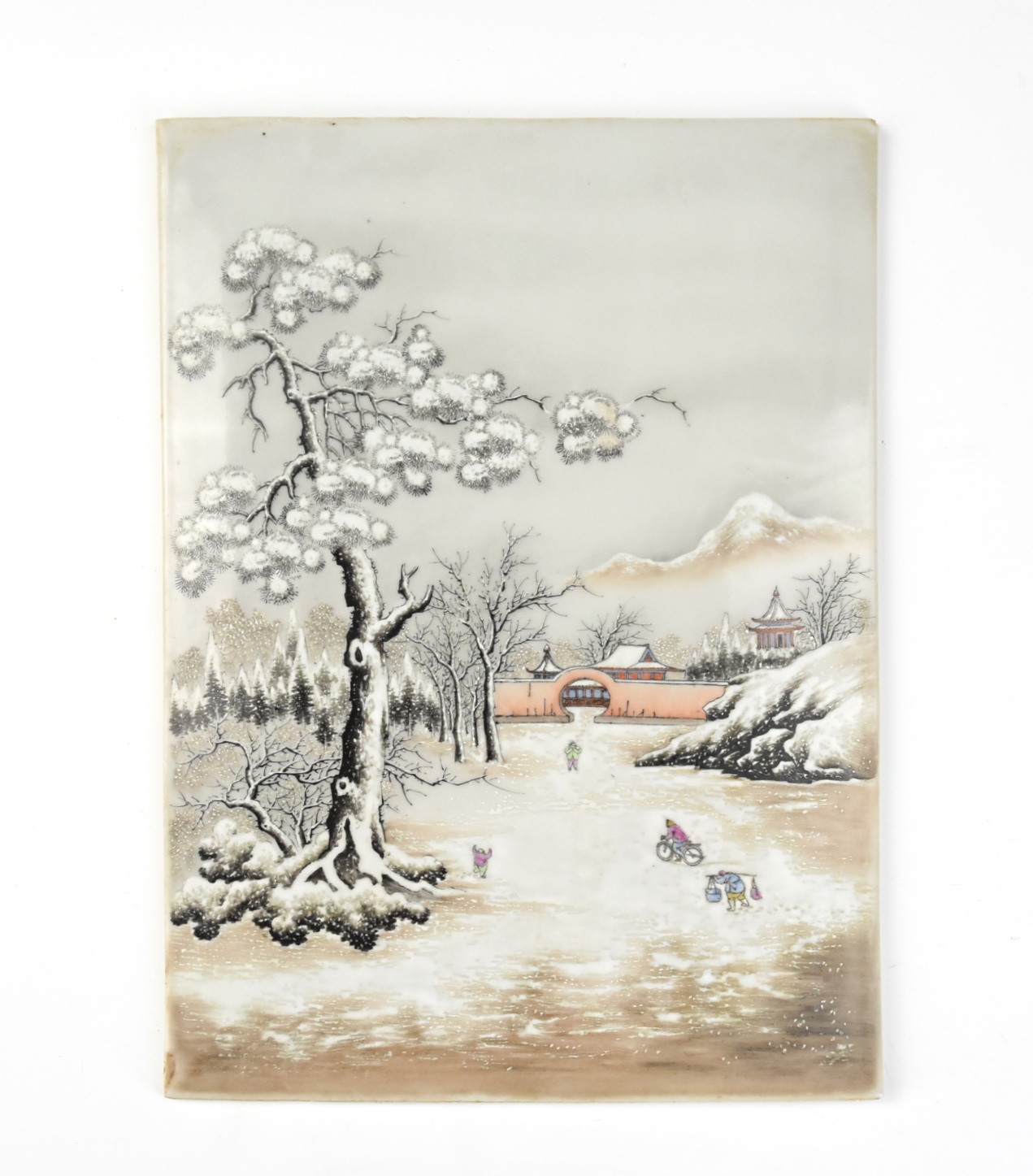 Appraisal: CHINESE SNOW LANDSCAPE PORCELAIN PLAQUE ROC P Chinese Republic Period