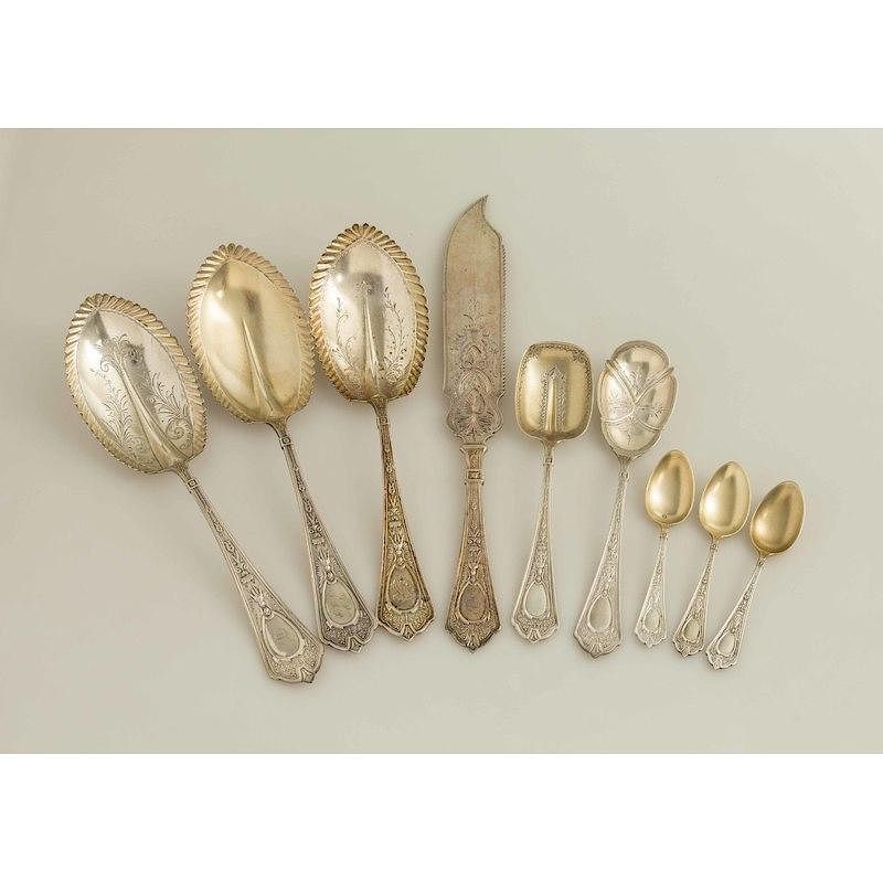 Appraisal: Assorted Sterling Silver Serving Pieces Cleopatra Pattern Nine assembled pieces