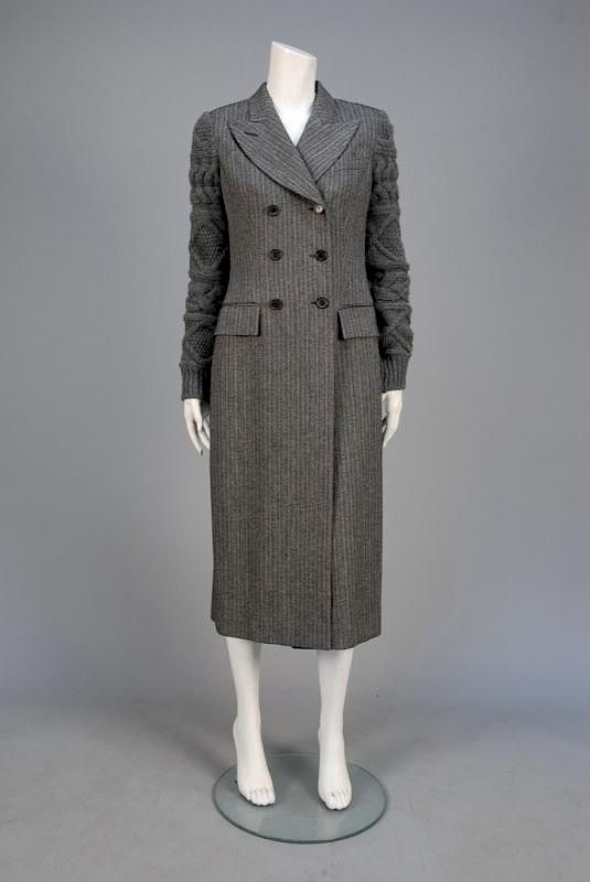 Appraisal: ALEXANDER McQUEEN RUNWAY WOOL COAT Double breasted black and grey