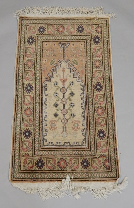 Appraisal: An Afghan silk type prayer rug with a tree type