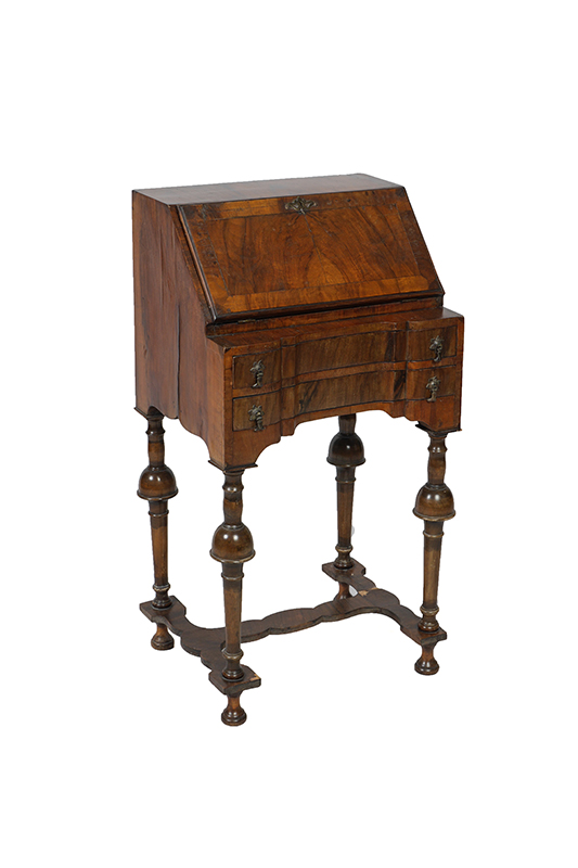 Appraisal: DIMINUTIVE ROSEWOOD LADIES WRITING DESK Rosewood veneer all over slant