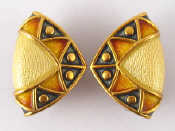 Appraisal: A pair of carat gold and enamel ear clips by