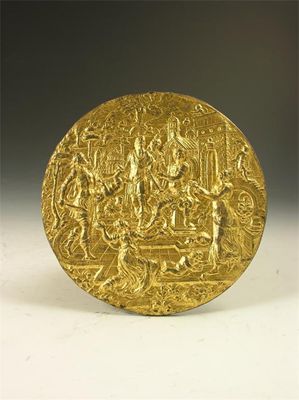 Appraisal: A gilt lead rondel cast in relief the Massacre of