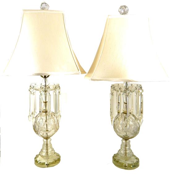 Appraisal: Pair of elaborate cut glass table lamps electrified multifaceted ball