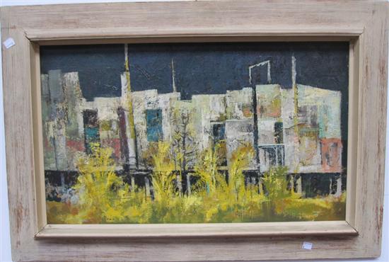 Appraisal: TH C SCHOOL Abstract view of buildings and trees Not