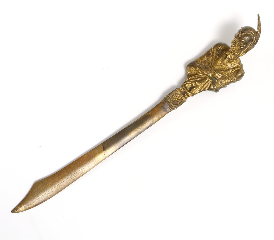 Appraisal: FRENCH FIGURAL GILT BRONZE LETTER OPENER Figural Mephistopheles Devil bust