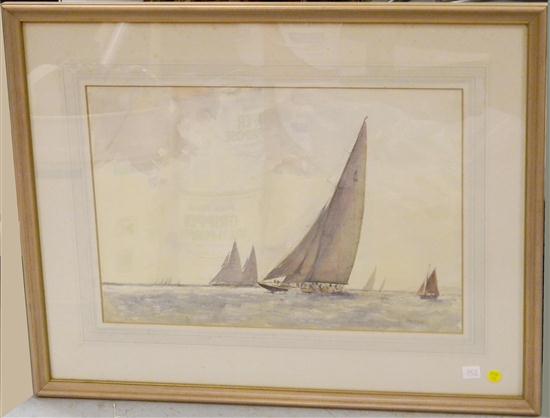 Appraisal: Arthur Briscoe English - watercolor on paper sailboats signed in