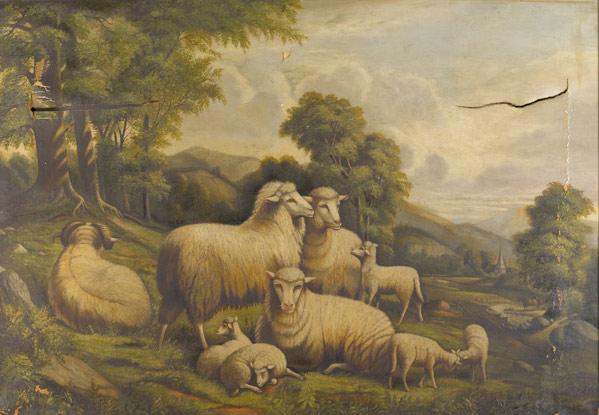 Appraisal: E H KINCH American Untitled Sheep in Pasture oil on