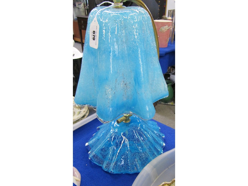 Appraisal: Blue glass and gilt metal table lamp