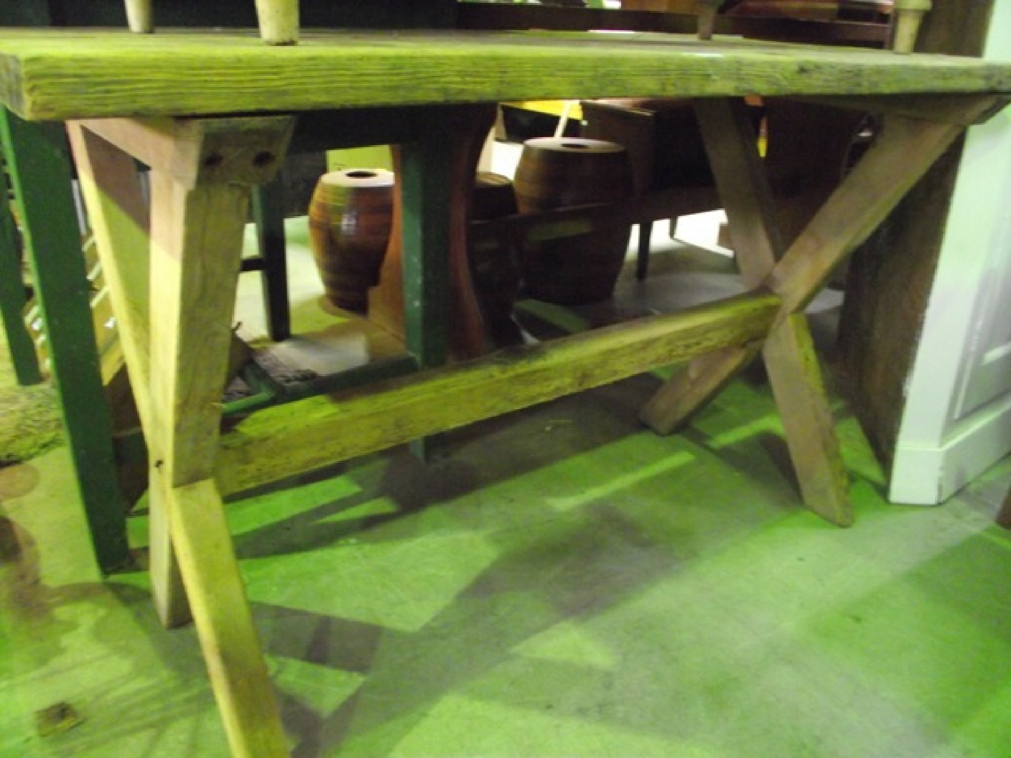 Appraisal: A rustic stripped pine tavern type table the two plank