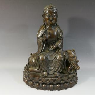 Appraisal: LARGE ANTIQUE CHINESE BRONZE BUDDHA WITH ELEPHANT FIGURE CENTURY NO