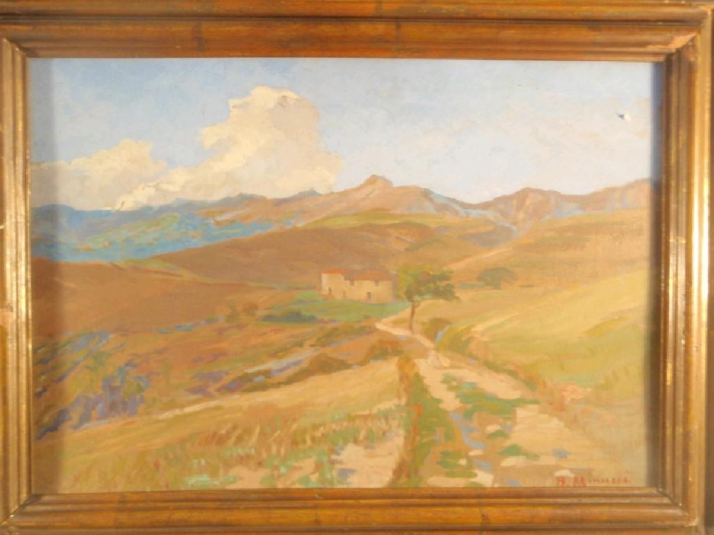 Appraisal: Bianca Minucci Silensi Montani a rolling landscape signed oil on