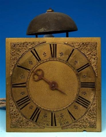 Appraisal: A hour longcase clock movement with square brass dial mask