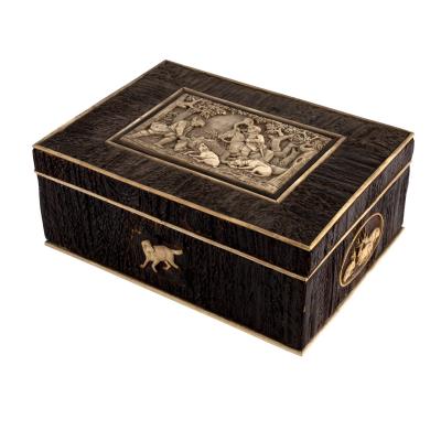 Appraisal: A th Century box with hunting scenes German or Austrian