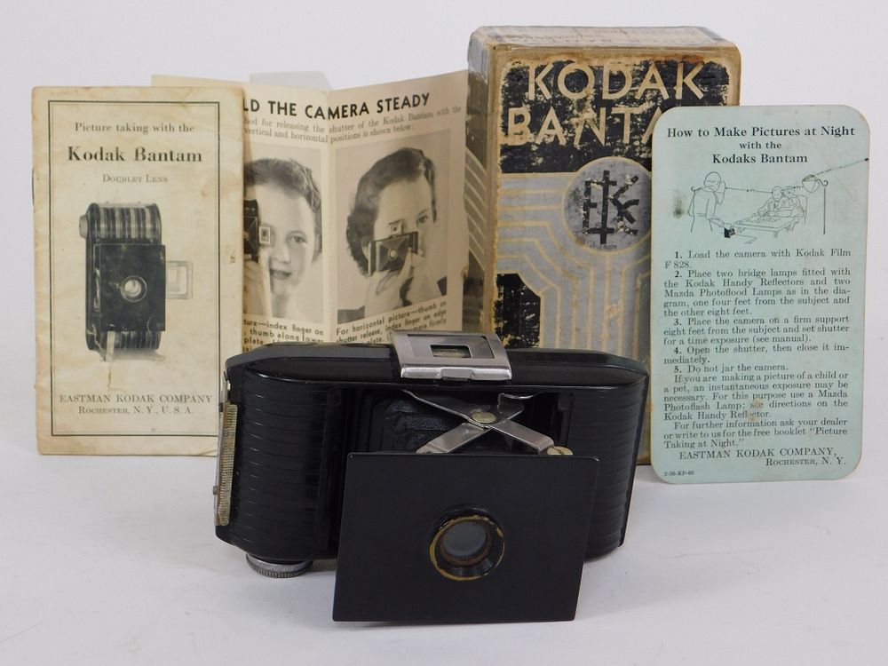 Appraisal: Kodak Bantam f in Original Box Kodak Bantam f strut