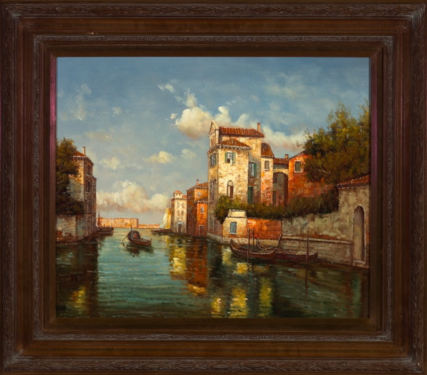 Appraisal: Italian School st Century Venetian Canal Scene oil on canvas