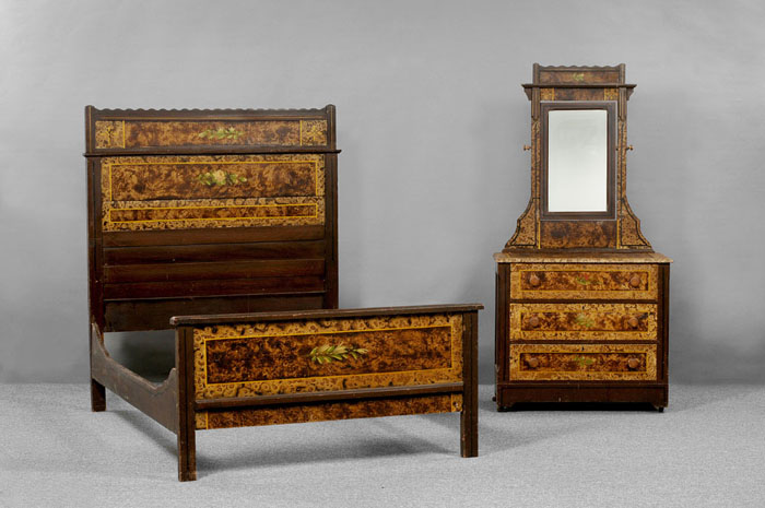 Appraisal: TWO PIECE BEDROOM SET COMPRISING A CHEST OF DRAWERS WITH