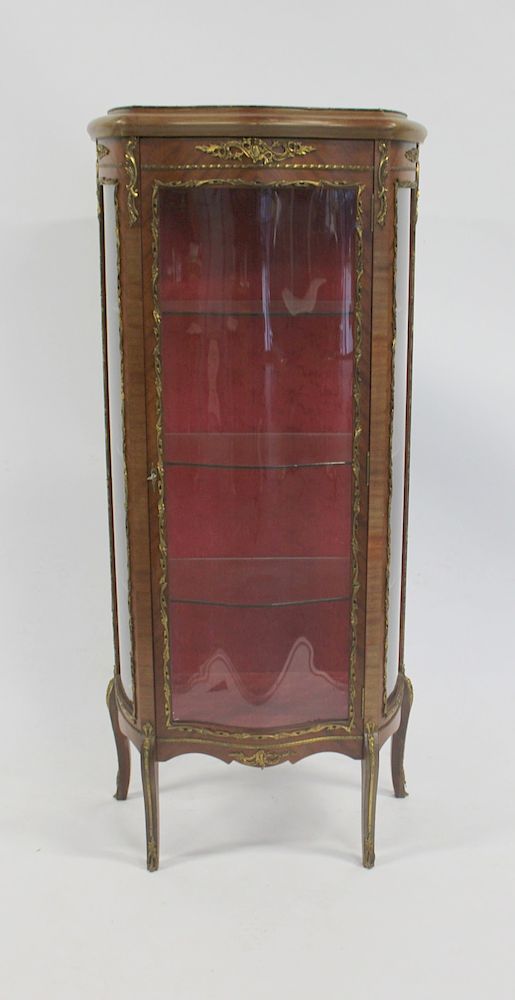 Appraisal: Louis XVI Style Bronze Mounted Vitrine With Serpentine Glass From