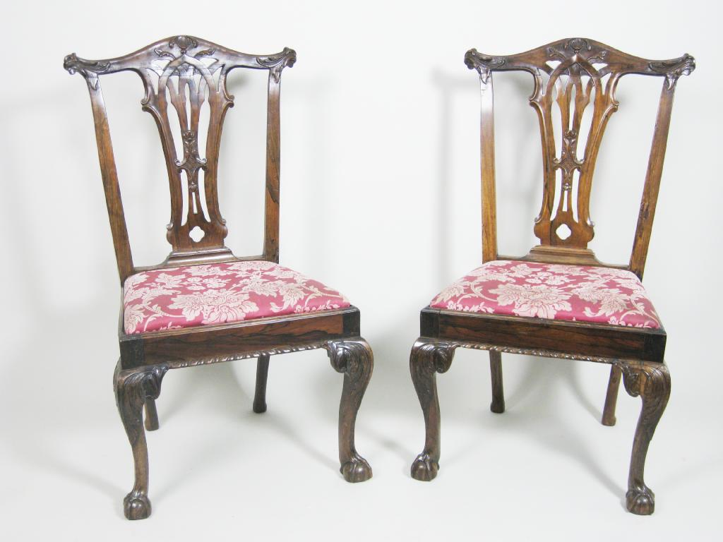 Appraisal: Pair of th Century Anglo-Indian rosewood Side Chairs with pierced