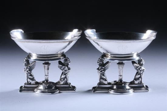 Appraisal: PAIR STERLING SILVER OPEN SALTS marked for Gorham - Oval