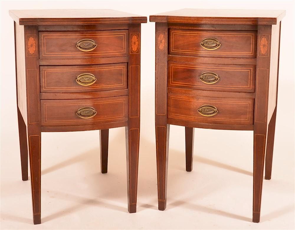 Appraisal: Pair of Hepplewhite Style Factory End Tables Pair of Hepplewhite