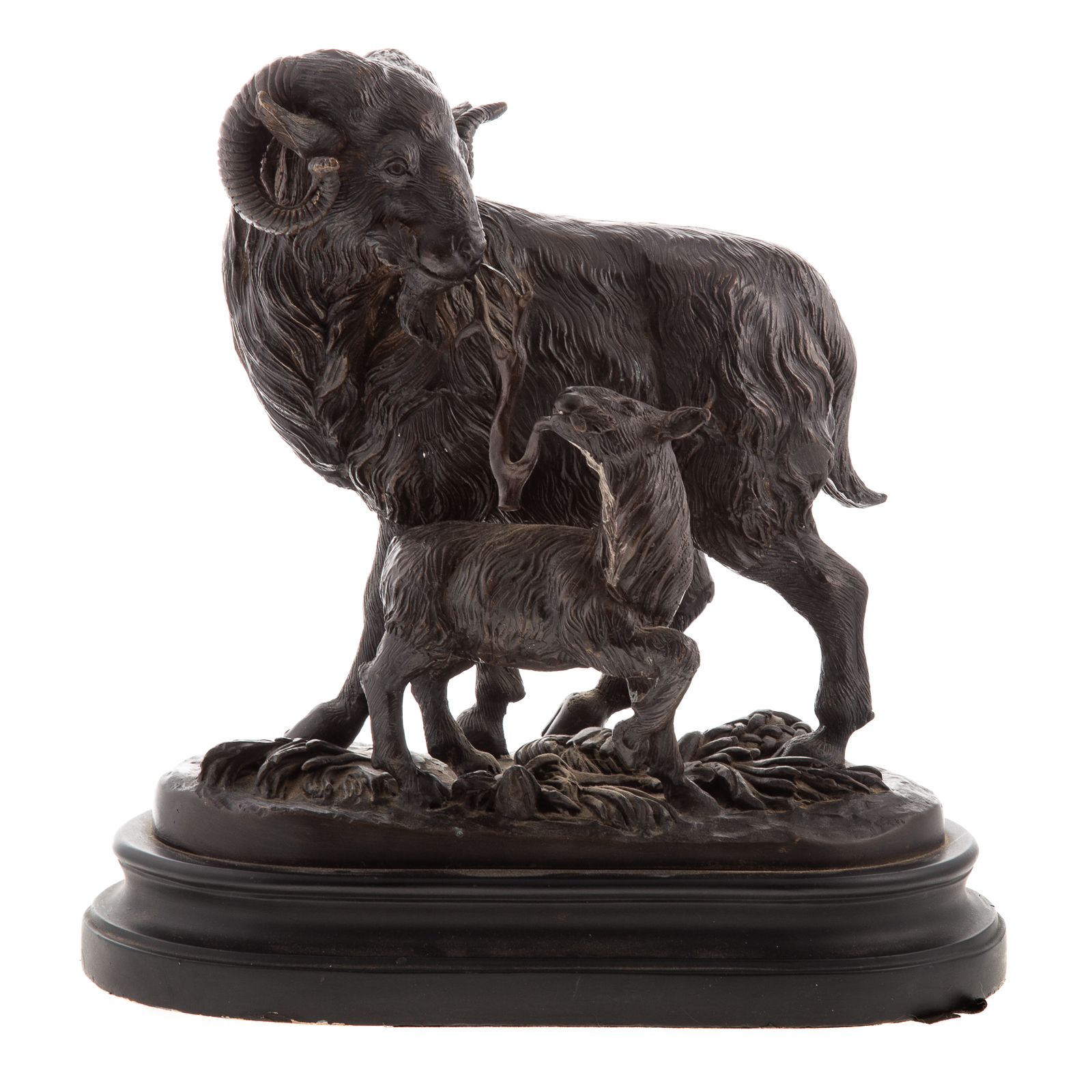 Appraisal: CONTINENTAL RAM GOAT BRONZE Unsigned in H mounted on plaster