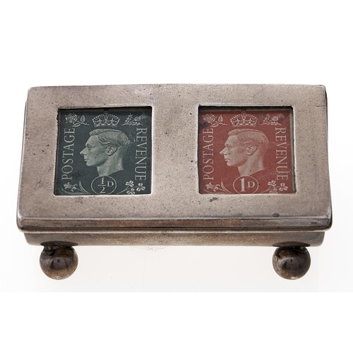 Appraisal: An Edwardian silver postage stamp case on ball feet mm