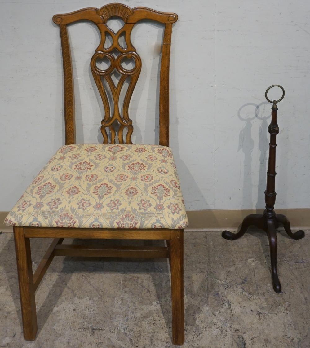 Appraisal: OAK UPHOLSTERED SEAT SIDE CHAIR AND A QUEEN ANNE STYLE