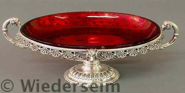 Appraisal: Ornate Reed and Barton silverplate centerpiece dish with ram's head