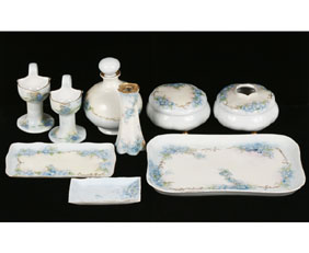 Appraisal: Bavarian Porcelain pc dresser set with matching hand painted blue