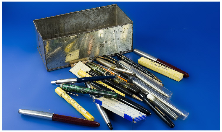 Appraisal: A Mixed Box of Writing Implements Comprising Parker jotter ballpoint