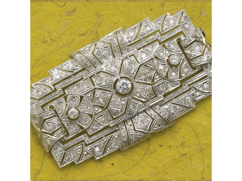 Appraisal: ART DECO STYLE BROOCH round brilliant and single cut diamonds