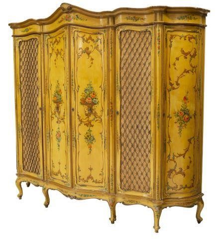 Appraisal: Venetian Louis XV style painted armoire th c painted with