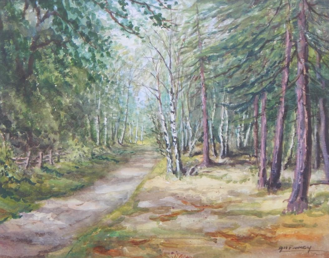 Appraisal: Albert H Findley - Woodland track watercolour signed cm x