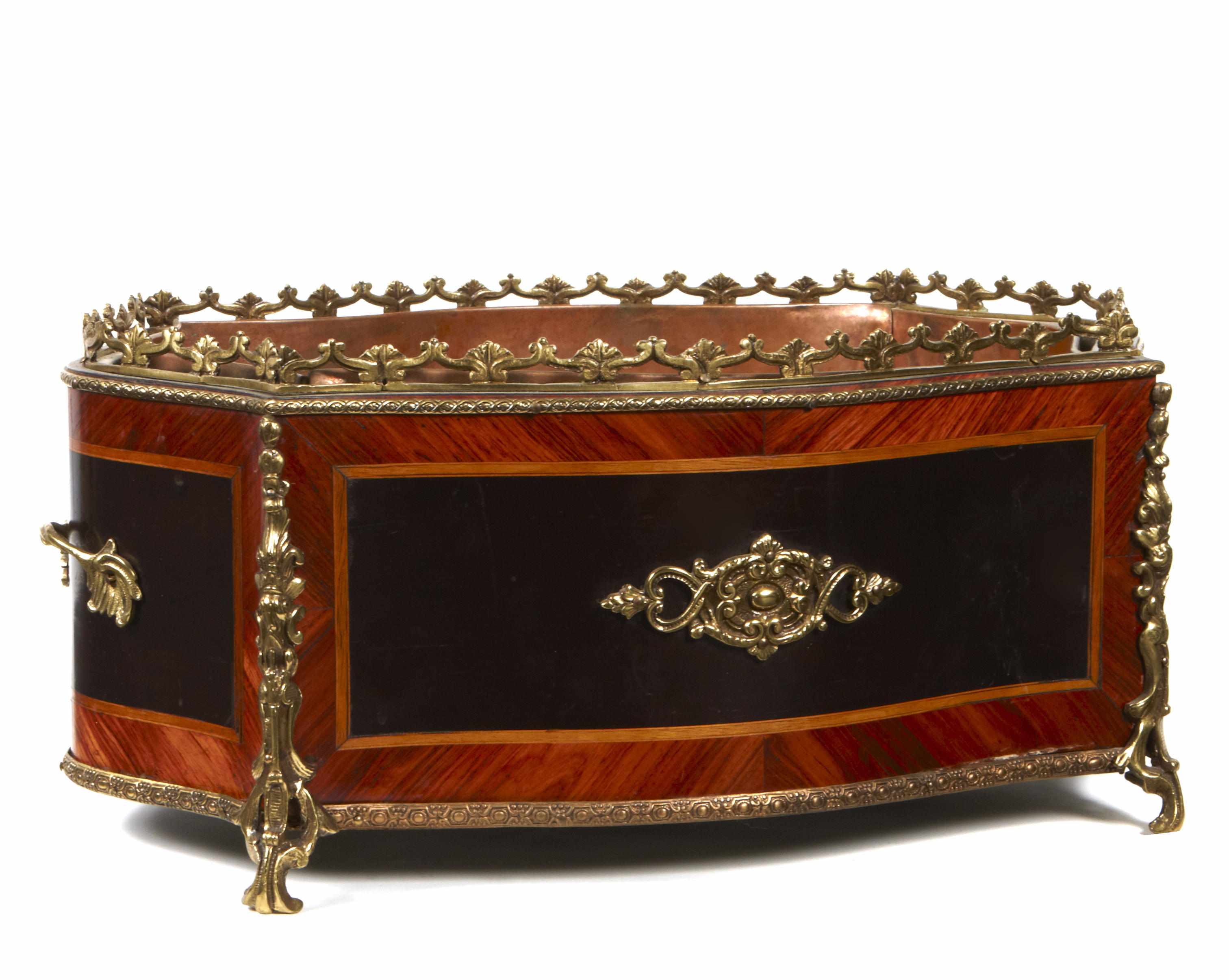 Appraisal: A Louis XV style gilt bronze mounted tulipwood and ebonized