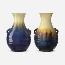 Appraisal: Fulper Pottery VASES SET OF TWO USA - flamb -glazed