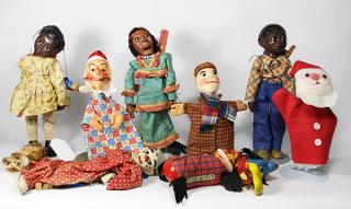 Appraisal: Marionettes executed in painted wood lot of Marionettes executed in