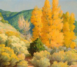 Appraisal: JOSEPH H SHARP - Autumn Landscape Taos Canyonoil on canvas