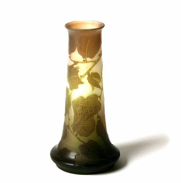 Appraisal: A cameo glass Foliage vase Bears spurious Galle signature height