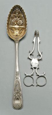 Appraisal: Two pieces English silver flatware serving spoon with gilt bowl