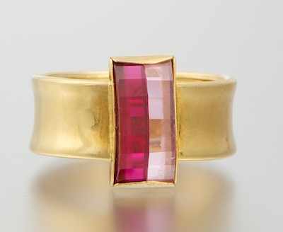 Appraisal: An Interesting k Gold and Gemstone Ring k wide yellow