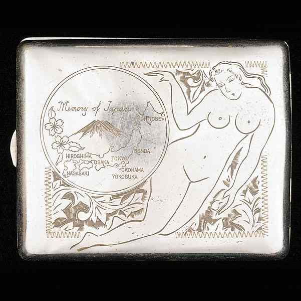 Appraisal: Engraved Cigarette Case A mixed metal Cigarette case composed of