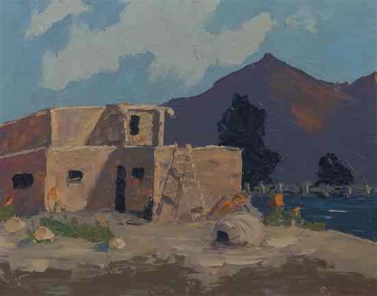 Appraisal: Penny Ruff American th century Adobe Scene acrylic on canvas