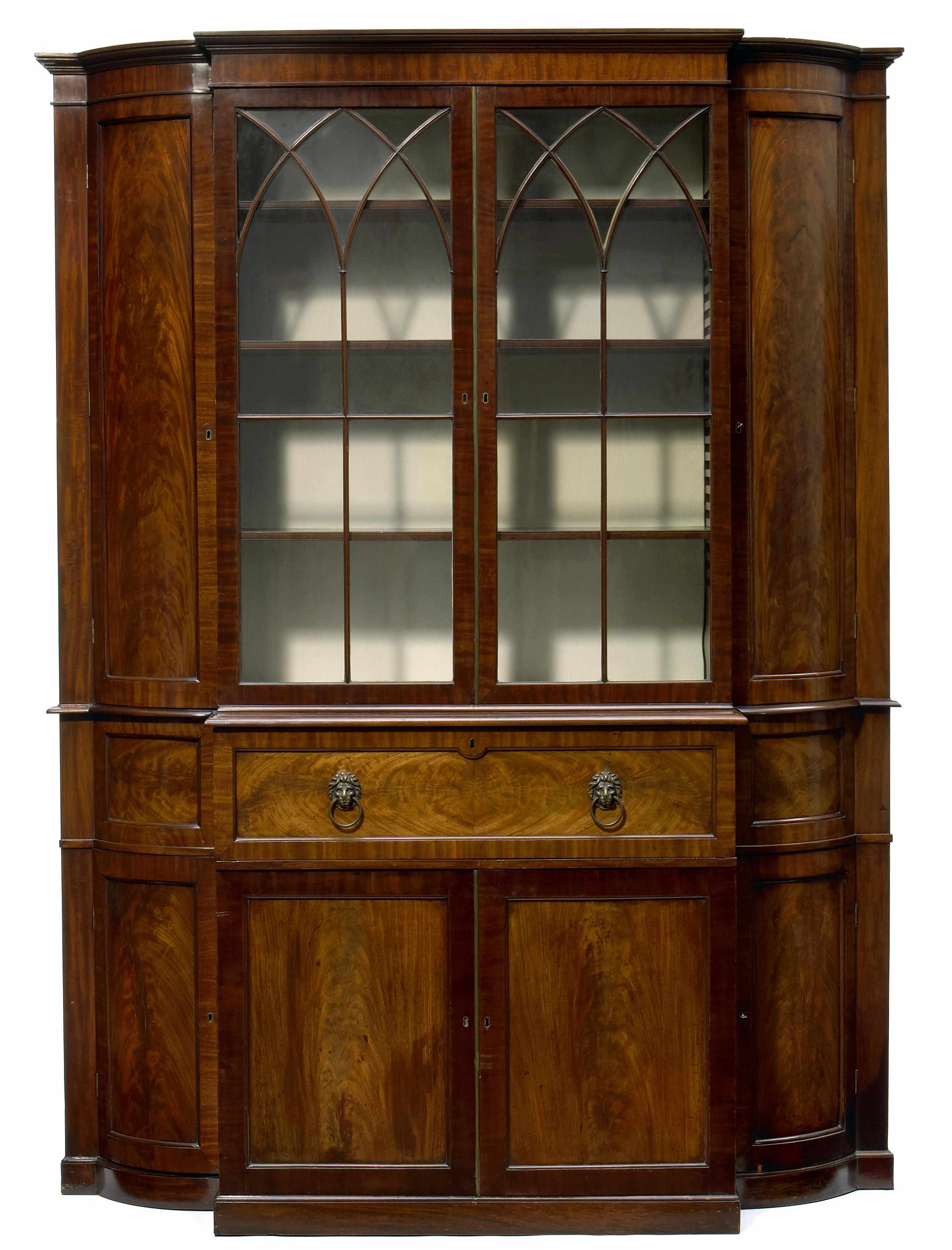 Appraisal: A George III mahogany secretary breakfront bookcase incorporating antique and