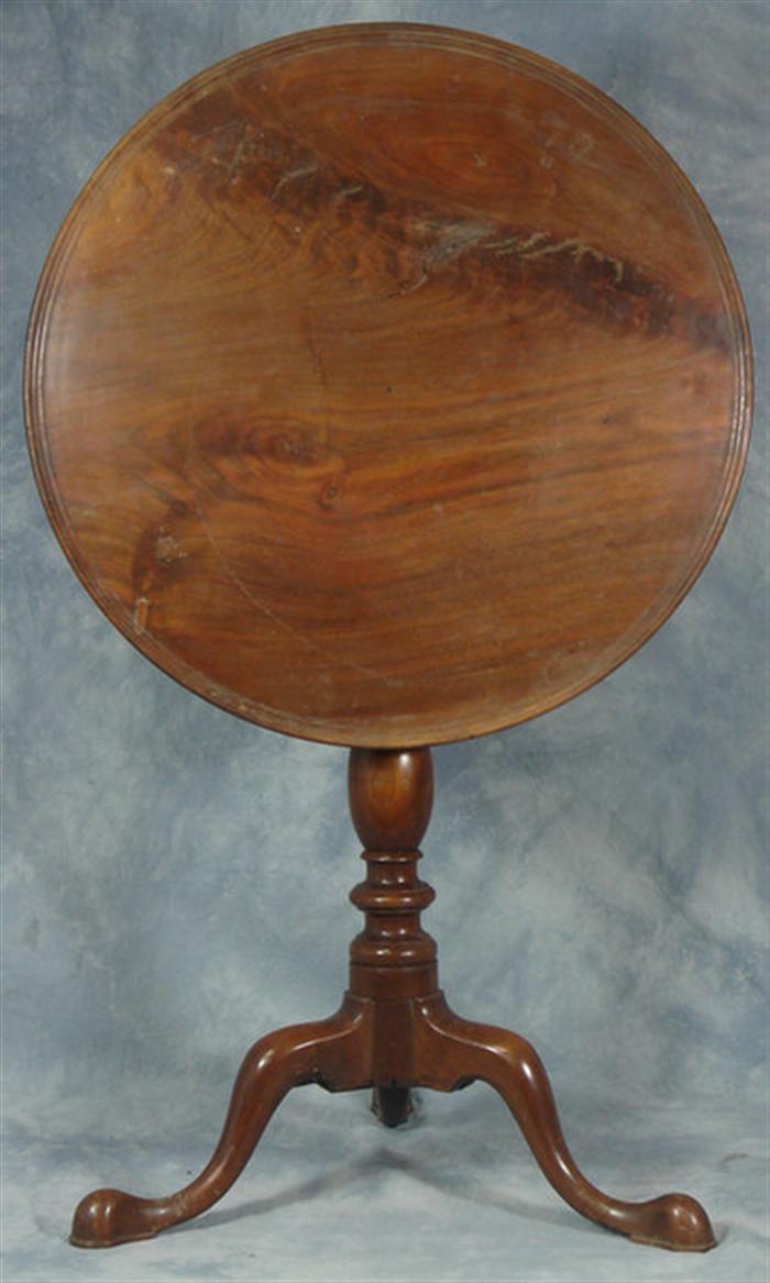 Appraisal: Mahogany Queen Anne dishtop candlestand married top no wedge or